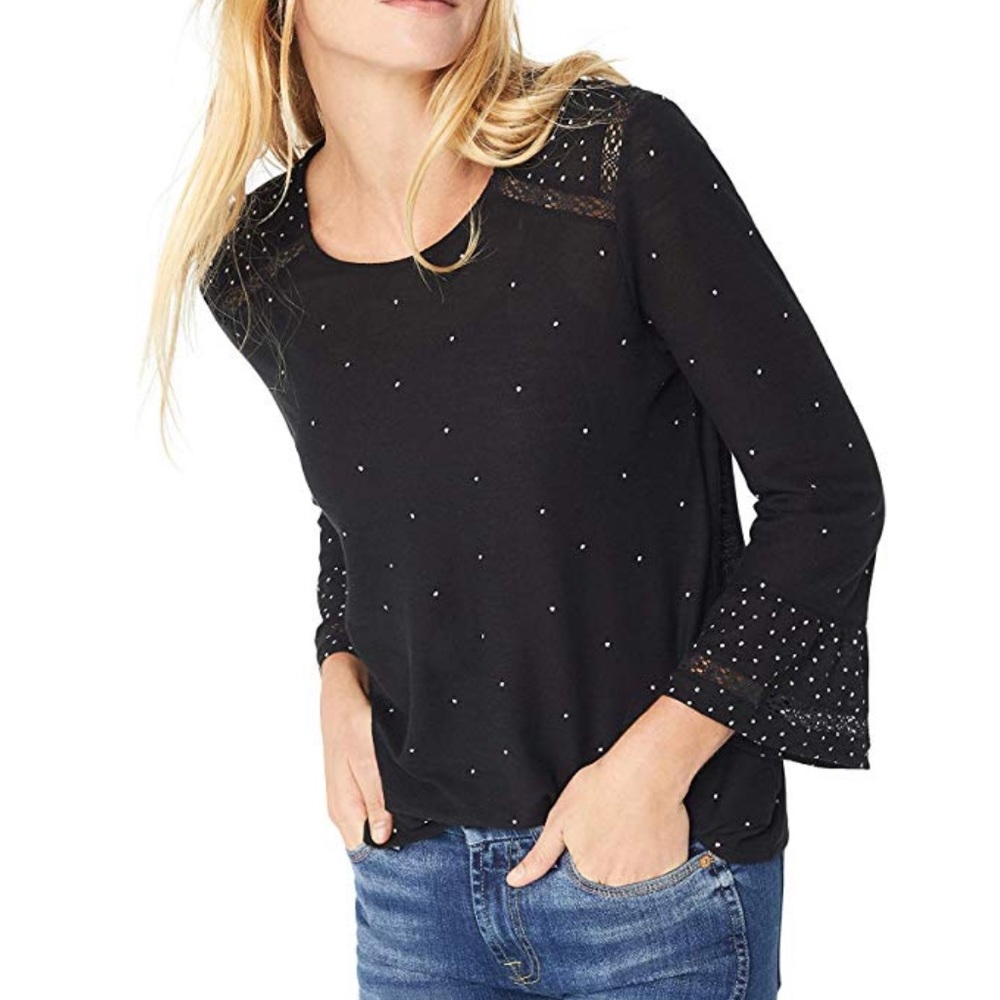 Lucky Brand Women’s mixed print ruffle sleeve top